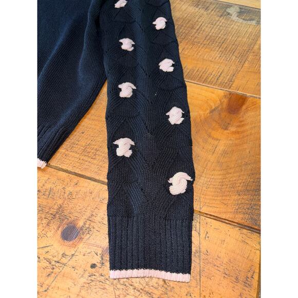 Womens St. John Black Full Zip Sweater Blazer Pink Trim Gold Zipper Size‎ 6 - Picture 6 of 11